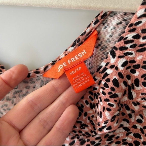 [XS] Joe Fresh 100% Rayon Ruffled Pink & White Speckled Print Flowy Maxi Dress - Picture 9 of 9